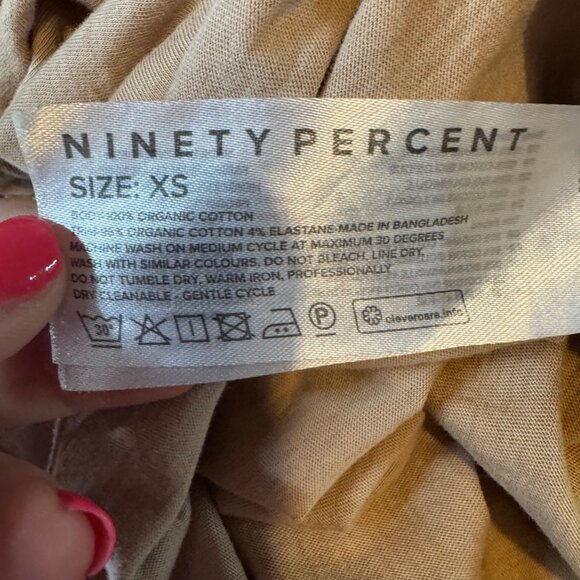 Ninety Percent Organic Cotton Maxi Dress Beige Gathered Jersey Sleeveless Sz XS - Picture 5 of 14